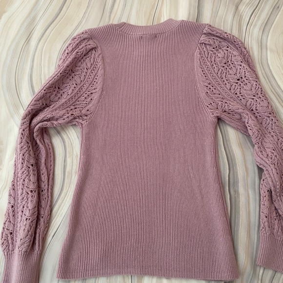 NEW! Splendid Phoebe Cashblend Pointelle Crewneck Sweater Lavender Pink S - $148 - Picture 10 of 14